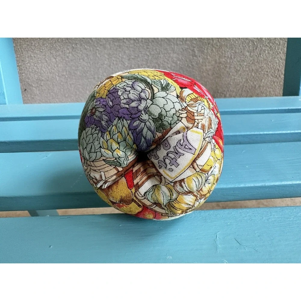 Vintage Fabric Apple Pin Needle Cushion‎ Fruits Veggie 3